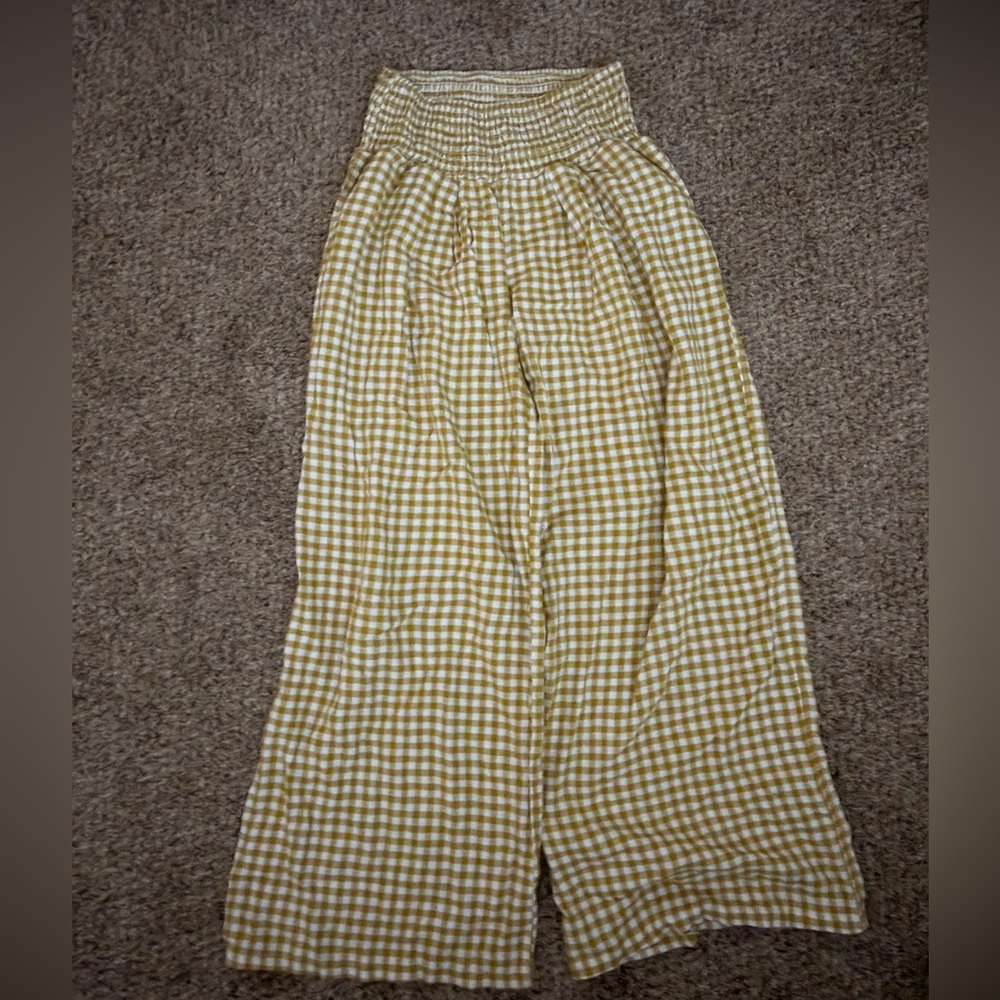 Urban Outfitters Kimchi Blue Mustard Gingham Linen Pants
